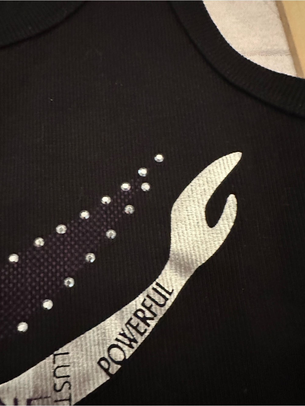 NWT Rare bebe Sport Be Beautiful Black Rhinestone Graphic Tank Y2K S - Picture 4 of 5